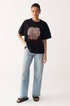 Buy_Three_Black Cotton, Jersey Applique Round Neck Floral Patch Fringe T-shirt _Online_at_Aza_Fashions
