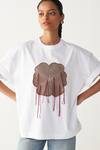 Shop_Three_White Cotton, Jersey Applique Round Neck Floral Patch Fringe T-shirt _Online_at_Aza_Fashions