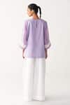 Shop_Three_Lavender Poplin, Organza Round Neck Front Drawstring Top _at_Aza_Fashions