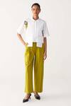 Shop_Three_White Poplin Beads Collared Crop Fringe Shirt _Online_at_Aza_Fashions