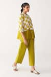 Buy_Three_Green Silk, Crepe Lime Checkered Peasant Shirt 