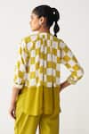 Shop_Three_Green Silk, Crepe Lime Checkered Peasant Shirt _at_Aza_Fashions