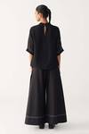Buy_Three_Black Organza Embroidery Round Neck Poppy Print Top _Online_at_Aza_Fashions