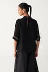 Shop_Three_Black Organza Embroidery Round Neck Poppy Print Top _at_Aza_Fashions