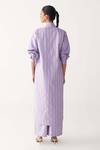 Shop_Three_Lavender Poplin Embroidery High Neck U-yoke Tunic _at_Aza_Fashions