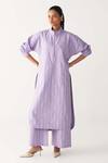 Buy_Three_Lavender Poplin Embroidery High Neck U-yoke Tunic _at_Aza_Fashions