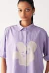 Three_Lavender Poplin Embroidery Collared Floral Shirt _at_Aza_Fashions