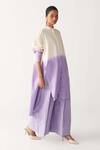 Buy_Three_Lavender Poplin Button-down Neck Dip-dye Side Tunic _Online_at_Aza_Fashions