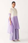 Shop_Three_Lavender Poplin Button-down Neck Dip-dye Side Tunic _Online_at_Aza_Fashions