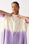 Buy_Three_Lavender Poplin Button-down Neck Dip-dye Side Tunic 