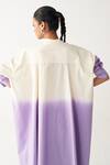 Shop_Three_Lavender Poplin Button-down Neck Dip-dye Side Tunic 