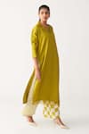 Three_Green Tencel V-neck Lime V Tunic _Online_at_Aza_Fashions