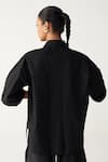 Shop_Three_Black Cotton, Poplin Applique Collared Floral Patch Fringe Shirt _at_Aza_Fashions