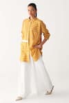 Buy_Three_Mustard Collared Yellow Drawstring Shirt _at_Aza_Fashions