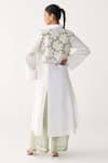 Shop_Three_Mint Organza, Poplin Applique Collared Floral Crop Overlay _at_Aza_Fashions