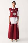 Buy_Three_Mauve Poplin Beads, Embroidery Collared Patch Overlay _Online_at_Aza_Fashions