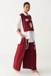 Shop_Three_Mauve Poplin Beads, Embroidery Collared Patch Overlay _Online_at_Aza_Fashions