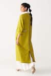 Three_Green Poplin Embroidery Collared Infinity Jacket _Online_at_Aza_Fashions