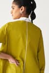 Buy_Three_Green Poplin Embroidery Collared Infinity Jacket _Online_at_Aza_Fashions