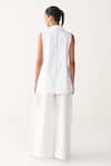 Shop_Three_White Poplin Embroidery V-neck Floral Patch Fringe Waistcoat _at_Aza_Fashions