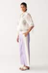 Three_Ivory Chanderi Embroidery Round Neck Floral Fringe Bomber Jacket _Online_at_Aza_Fashions