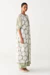 Buy_Three_Mint Organza Applique Round Neck Floral Back Yoke Jacket _Online_at_Aza_Fashions