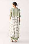 Shop_Three_Mint Organza Applique Round Neck Floral Back Yoke Jacket _at_Aza_Fashions
