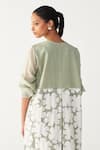 Buy_Three_Mint Organza Applique Round Neck Floral Back Yoke Jacket 