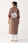 Shop_Three_Brown Poplin Applique Collared Floral Patch Jacket _at_Aza_Fashions