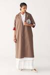 Buy_Three_Brown Poplin Applique Collared Floral Patch Jacket _Online_at_Aza_Fashions