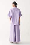 Shop_Three_Lavender Poplin Inverted Box Pleat Flared Pant _at_Aza_Fashions