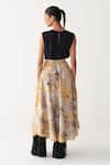 Shop_Three_Multi Color Silk, Crepe Embroidery Circular Painter Skirt _at_Aza_Fashions