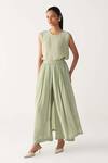 Buy_Three_Mint Silk, Crepe Pleated Skirt Pant _at_Aza_Fashions