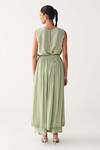 Shop_Three_Mint Silk, Crepe Pleated Skirt Pant _at_Aza_Fashions