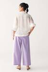 Shop_Three_Ivory Chanderi, Poplin Embroidery Round Neck Floral Fringe Bomber Co-ord Set _at_Aza_Fashions