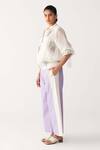 Buy_Three_Ivory Chanderi, Poplin Embroidery Round Neck Floral Fringe Bomber Co-ord Set _Online_at_Aza_Fashions
