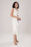 Atbw_White Modal, Satin Applique, Pearls Open Neck Sleeveless Trench Jacket _Online_at_Aza_Fashions