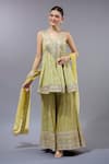 Buy_Gopi Vaid_Yellow Cotton, Silk, Net Embroidery, Sequins Designer Kurta Set With Dupatta _at_Aza_Fashions