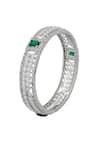 Shop Nazaakat By Samara Singh Silver Plated Imitation Diamonds And Green American Bangles Online at Aza Fashions Shop_Nazaakat By Samara Singh_Silver Plated Imitation Diamonds And Green American Bangles _Online_at_Aza_Fashions