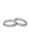 Buy Nazaakat By Samara Singh Silver Plated Imitation Diamonds And Green American Bangles Buy_Nazaakat By Samara Singh_Silver Plated Imitation Diamonds And Green American Bangles