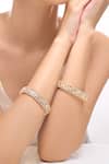 Shop_Nazaakat By Samara Singh_Gold Plated Imitation Diamonds And White American Bangles Set _Online_at_Aza_Fashions