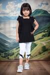 Buy_Petite Pomme_Black Viscose Bows Ruffled Top And White Leggings Set _at_Aza_Fashions