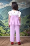Shop_Petite Pomme_Off White Cotton Embroidery Violet Peplum Top And Pant Set _at_Aza_Fashions