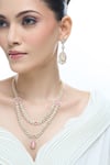 Buy_Nazaakat By Samara Singh_Pink Brass Necklace And Earring Set _at_Aza_Fashions