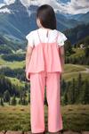 Shop_Samyukta Singhania_Pink Cotton Embroidery Salmon Peplum Top And Pant Set _at_Aza_Fashions