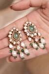 Shop_Joules By Radhika_Green Crystals, Pearls, Beads Alvara Stone Earrings_at_Aza_Fashions