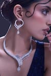 Nazaakat By Samara Singh_White Brass American Diamond Jewelry Set _at_Aza_Fashions