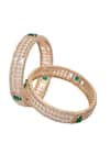 Shop_Samyukta Singhania_Gold Plated Diamonds And Green American Bangles Set _at_Aza_Fashions
