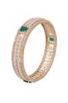 Samyukta Singhania_Gold Plated Diamonds And Green American Bangles Set _Online_at_Aza_Fashions