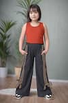 Buy_Samyukta Singhania_Orange Cotton Top And Melange Grey Joggers Set _at_Aza_Fashions